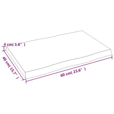 vidaXL Επιφ. Τραπεζιού Σκ Καφέ 60x40x(2-4)εκ Επεξ Μασίφ Ξύλο Live Edge