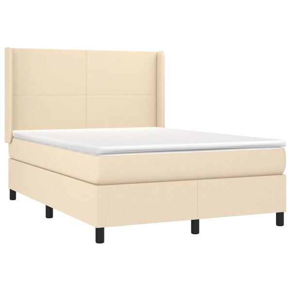 vidaXL &Kappa;&rho;&epsilon;&beta;ά&tau;&iota; Boxspring &mu;&epsilon; &Sigma;&tau;&rho;ώ&mu;&alpha; &Kappa;&rho;&epsilon;&mu; 140x190 &epsilon;&kappa;. &Upsilon;&phi;&alpha;&sigma;&mu;ά&tau;&iota;&nu;&omicron;