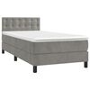 vidaXL Κρεβάτι Boxspring με Στρώμα & LED Αν.Γκρι 90x190 εκ. Βελούδινο