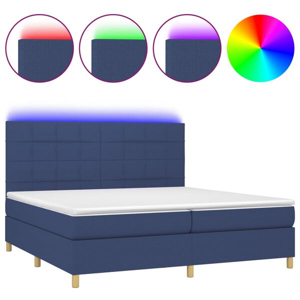 vidaXL &Kappa;&rho;&epsilon;&beta;ά&tau;&iota; Boxspring &mu;&epsilon; &Sigma;&tau;&rho;ώ&mu;&alpha; & LED &Mu;&pi;&lambda;&epsilon; 200x200 &epsilon;&kappa;. &Upsilon;&phi;&alpha;&sigma;&mu;ά&tau;&iota;&nu;&omicron;