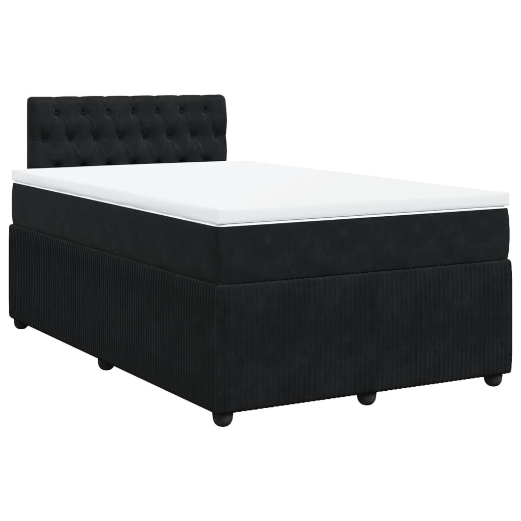 vidaXL Κρεβάτι Boxspring με Στρώμα Μαύρο 120 x 200 εκ. Βελούδινο