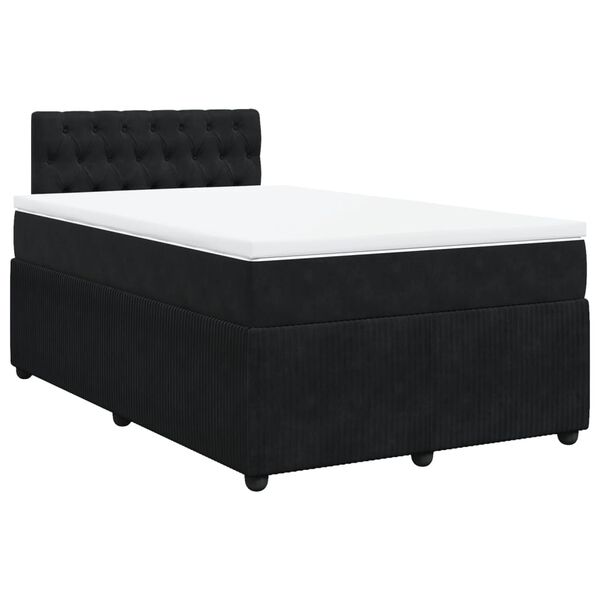 vidaXL Κρεβάτι Boxspring με Στρώμα Μαύρο 120 x 200 εκ. Βελούδινο