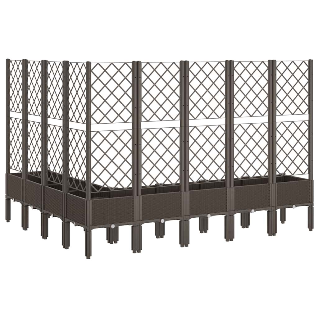 vidaXL Ζαρντινιέρα Κήπου με Καφασωτό Καφέ 200 x 160 x 142 εκ. από PP