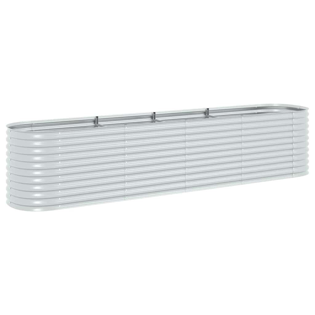 vidaXL Ζαρντινιέρα Υπερυψωμένη Ασημί 400x80x81 εκ. Γαλβανισμ. Χάλυβας