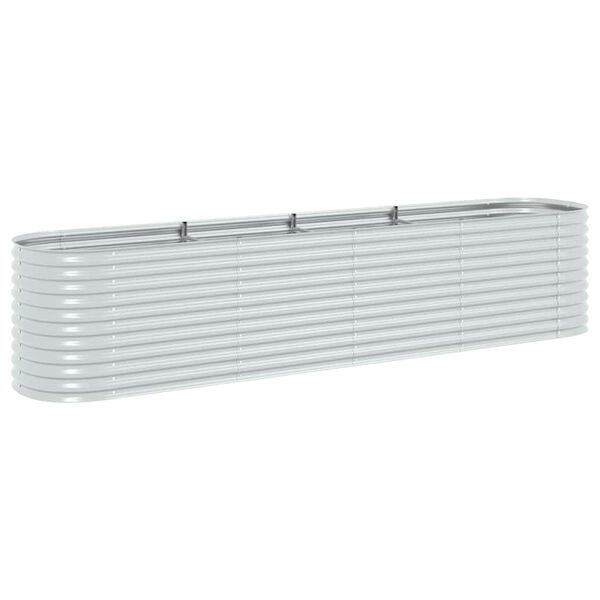 vidaXL Ζαρντινιέρα Υπερυψωμένη Ασημί 400x80x81 εκ. Γαλβανισμ. Χάλυβας