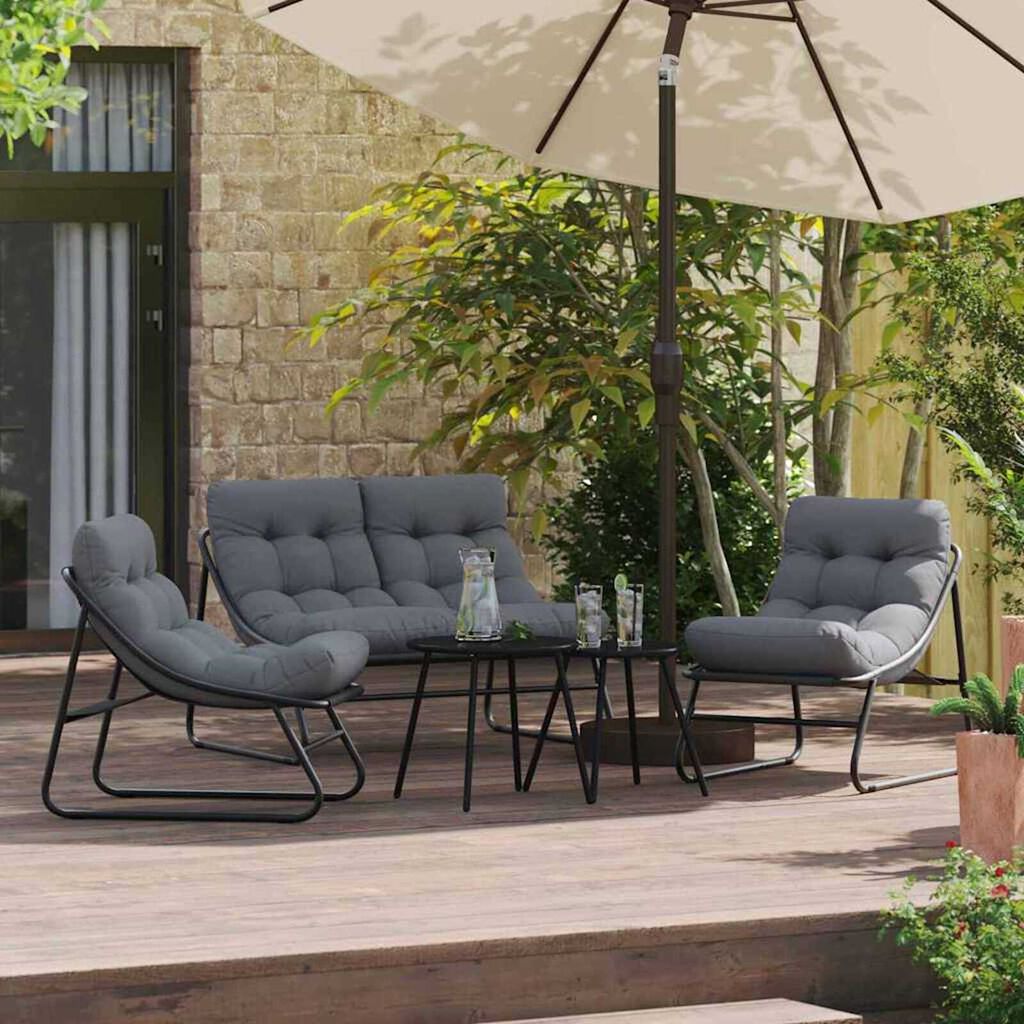 vidaXL Σέτ φαγητού για κήπο 5 pcs Μαύρο Ατσάλι