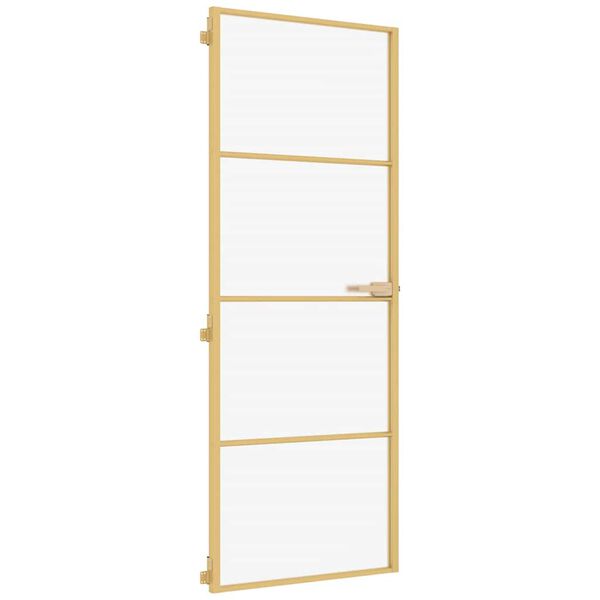 vidaXL Εσωτερική Πόρτα Χρυσή 76 x 201,5 εκ. Ψημένο Γυαλί & Αλουμίνιο