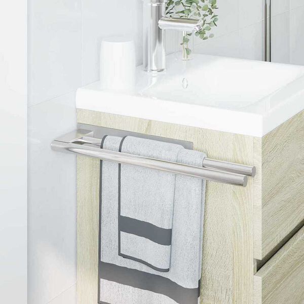 vidaXL Ράφι Πετσέτας Ασημί 40 x 9 x 4 εκ Ανοξείδωτο ατσάλι