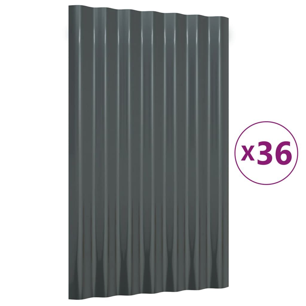 vidaXL Πάνελ Οροφής 36 τεμ. Ανθρακί 60x36 εκ. Ατσάλινα με Ηλεκτρ. Βαφή