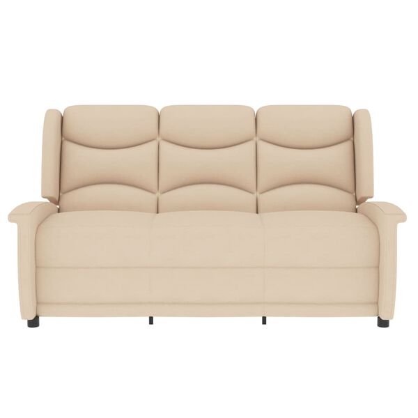 vidaXL Πολυθρόνα Μασάζ Τριθέσια Ανακλινόμενη Κρεμ Υφασμάτινη