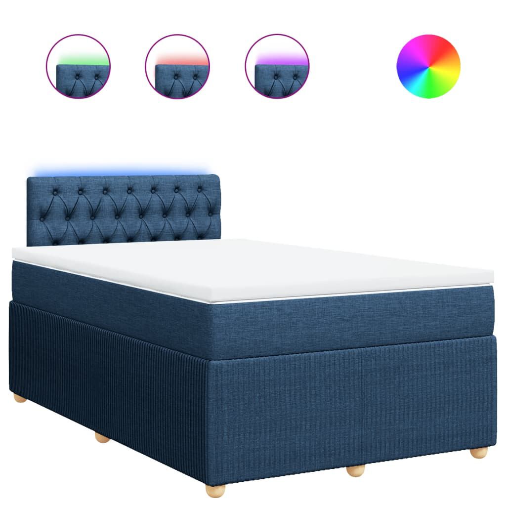 vidaXL Κρεβάτι Boxspring με Στρώμα Μπλε 120x200 εκ. Υφασμάτινο