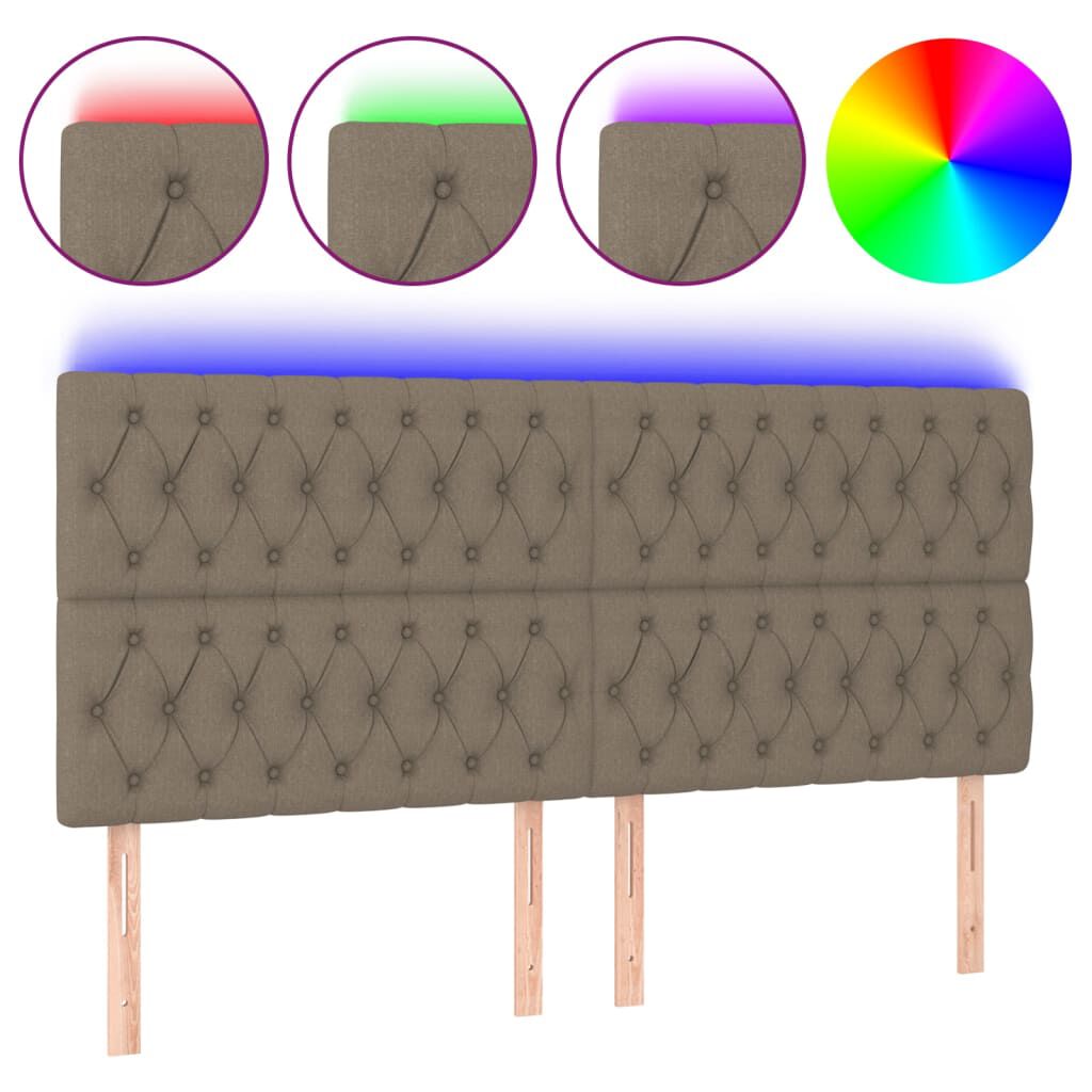 vidaXL Κεφαλάρι Κρεβατιού LED Taupe 180x7x118/128 εκ. Υφασμάτινο