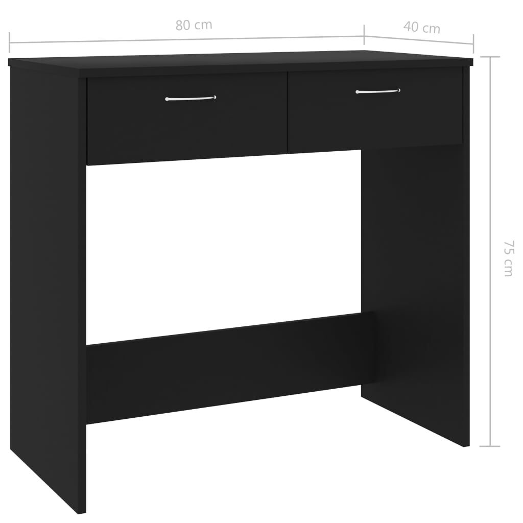 vidaXL Γραφείο Μαύρο 80 x 40 x 75 εκ. από Επεξ. Ξύλο