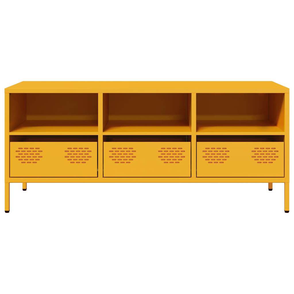 vidaXL Έπιπλο Τηλεόρασης Μουσταρδί 101,5x39x43,5 Ατσάλι Ψυχρής Έλασης