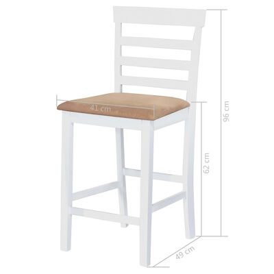 Σετ Κονσόλα Τραπέζι και 4 Καρέκλες Μπαρ Λευκό Ξύλινο