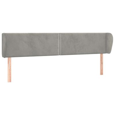 vidaXL Κεφαλάρι με Πτερύγια Ανοιχτό Γκρι 183x23x78/88 εκ. Βελούδινο
