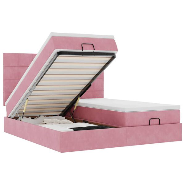 vidaXL &Omicron;&theta;&omega;&mu;&alpha;&nu;&iota;&kappa;ό &kappa;&rho;&epsilon;&beta;ά&tau;&iota; &mu;&epsilon; &sigma;&tau;&rho;ώ&mu;&alpha;&tau;&alpha; & LEDs &Rho;&omicron;&zeta; 160x200cm Velvet