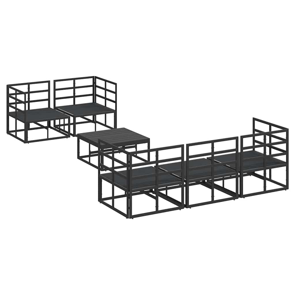 vidaXL Σετ Καναπέ Κήπου με μαξιλάρι 6 pcs Μαύρο Αλουμίνιο