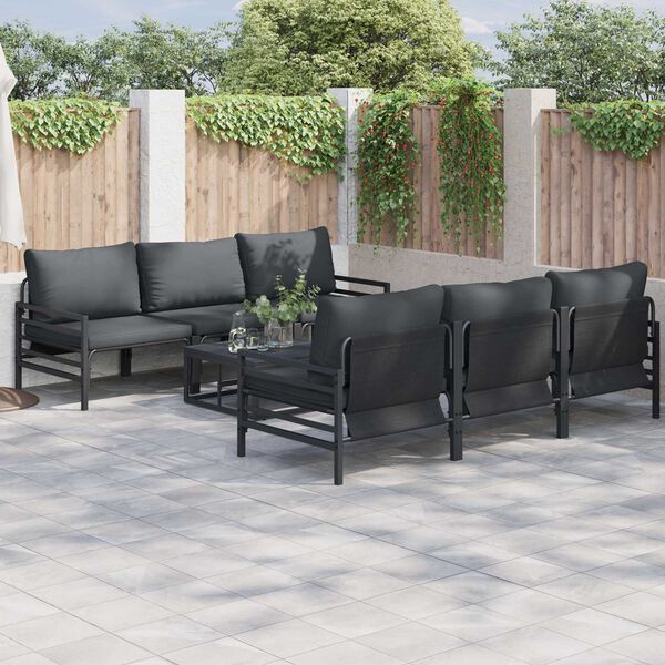 vidaXL Σετ Καναπέ Κήπου με μαξιλάρι με μαξιλάρι 7 pcs Ανθρακί 70 x 70.5 x 31.5 εκ
