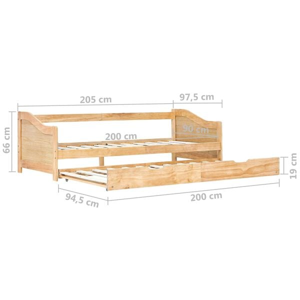 vidaXL Πλαίσιο για Καναπέ - Κρεβάτι 90 x 200 εκ. από Ξύλο Πεύκου