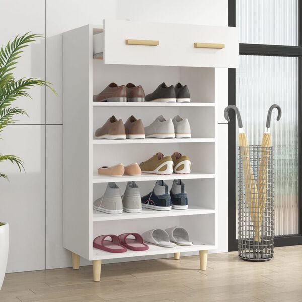 vidaXL Παπουτσοθήκη Λευκή 60 x 35 x 105 εκ. από Επεξεργασμένο Ξύλο