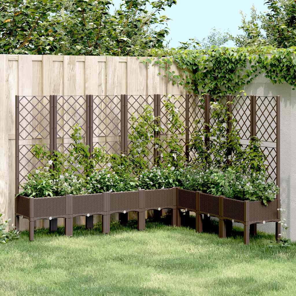 vidaXL Ζαρντινιέρα Κήπου με Καφασωτό Καφέ 200 x 160 x 142 εκ. από PP