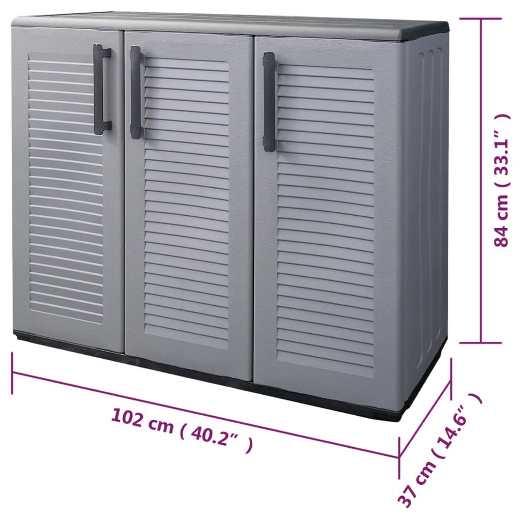 vidaXL Ντουλάπι Αποθήκ. Κήπου Γκρι/Μαύρο 102x37x84 εκ. Πολυπροπυλένιο