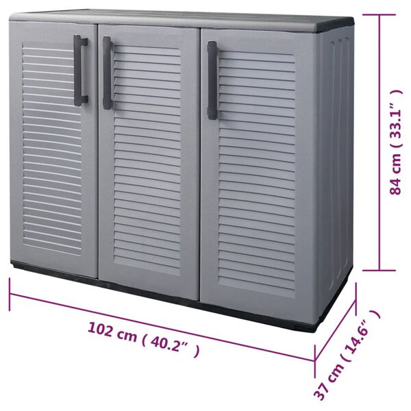 vidaXL Ντουλάπι Αποθήκ. Κήπου Γκρι/Μαύρο 102x37x84 εκ. Πολυπροπυλένιο
