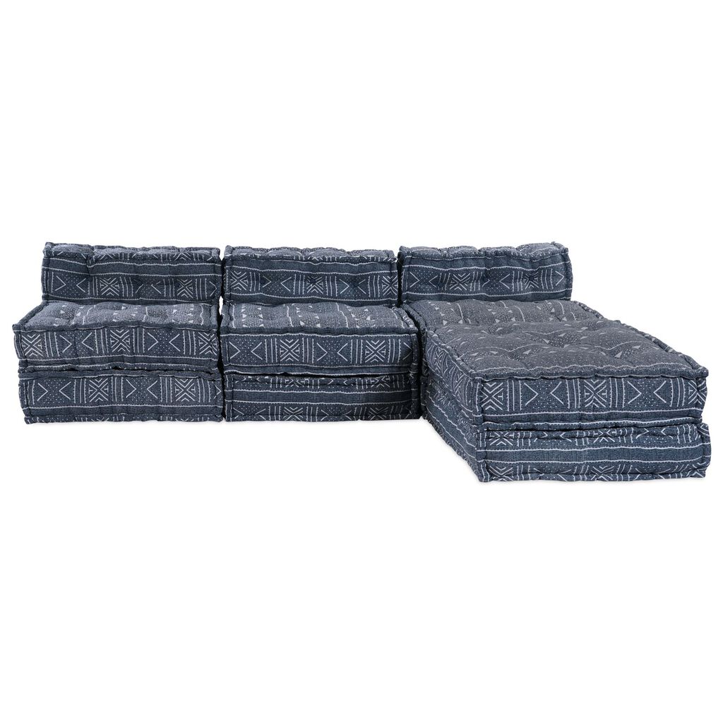 Kαναπές Pouffe 4 Θέσεων Modular Convertible VidaXL από Ίνες Indigo