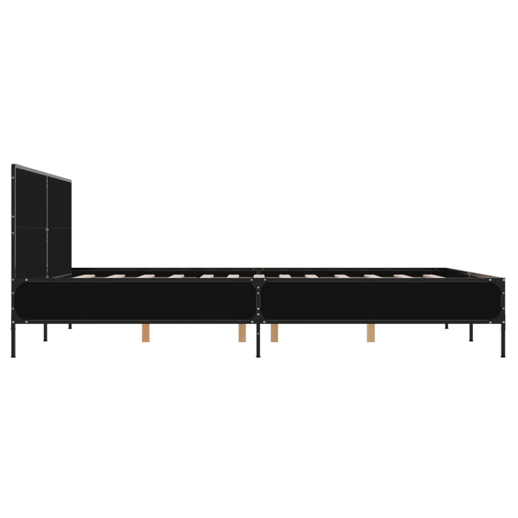 vidaXL Πλαίσιο Κρεβατιού Μαύρο 160 x 200 εκ. Επεξ. Ξύλο & Μέταλλο