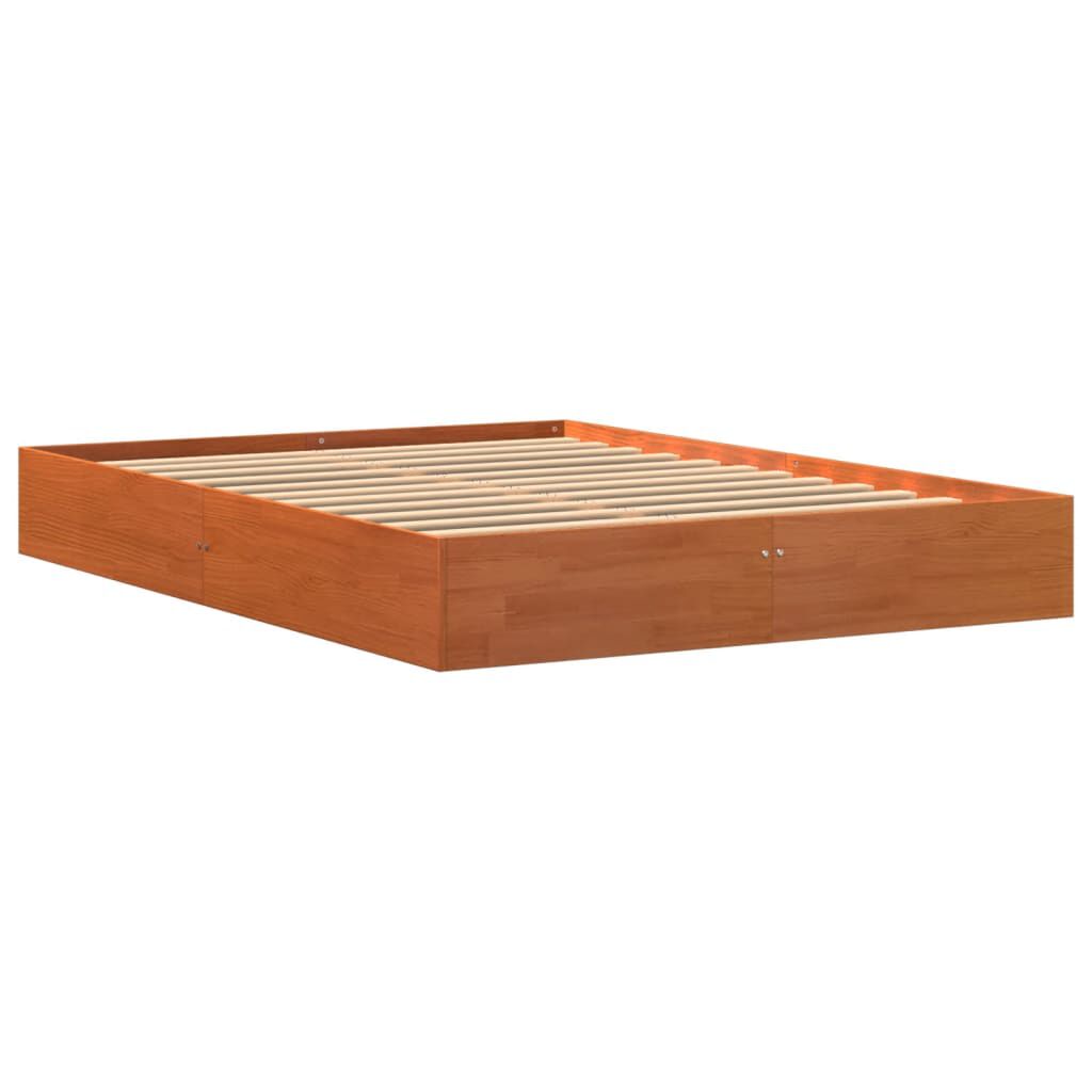 vidaXL Σκελετός Κρεβατιού Χωρίς Στρώμα Καφέ 140x200 Μασίφ Ξύλο Πεύκου