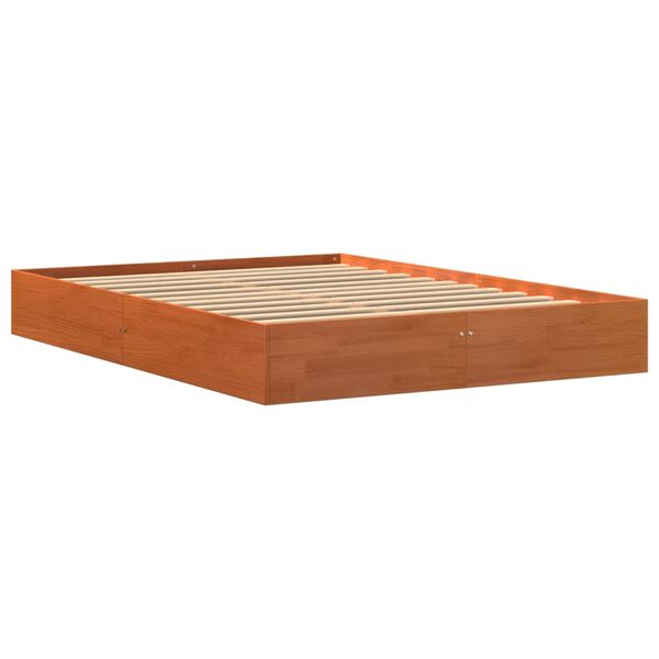 vidaXL Σκελετός Κρεβατιού Χωρίς Στρώμα Καφέ 140x200 Μασίφ Ξύλο Πεύκου