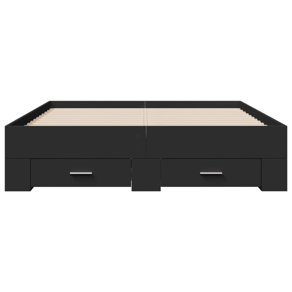 vidaXL Πλαίσιο Κρεβατιού με Συρτάρια Μαύρο 120x190 εκ Επεξεργ. Ξύλο