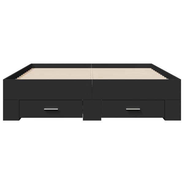 vidaXL Πλαίσιο Κρεβατιού με Συρτάρια Μαύρο 120x190 εκ Επεξεργ. Ξύλο