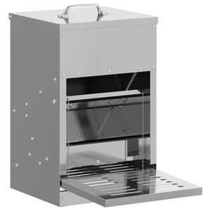 vidaXL Ταΐστρα Κοτόπουλου με Πεντάλ Ασημί 25 x 42 x 40 εκ.