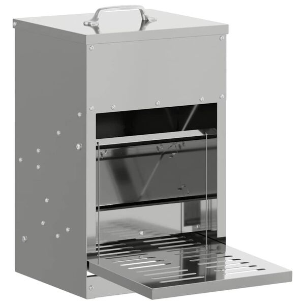 vidaXL Ταΐστρα Κοτόπουλου με Πεντάλ Ασημί 25 x 42 x 40 εκ.