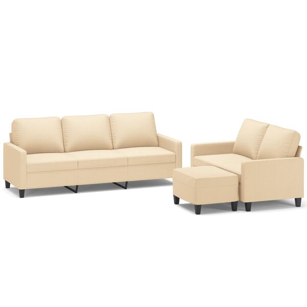 vidaXL Πολυθρόνες Σετ 3 Τεμαχίων Κρεμ από Ύφασμα με Μαξιλάρια