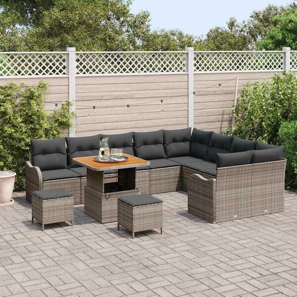 vidaXL Σετ Καναπέ Κήπου 12 pcs Γκρι συνθετικό ρατάν