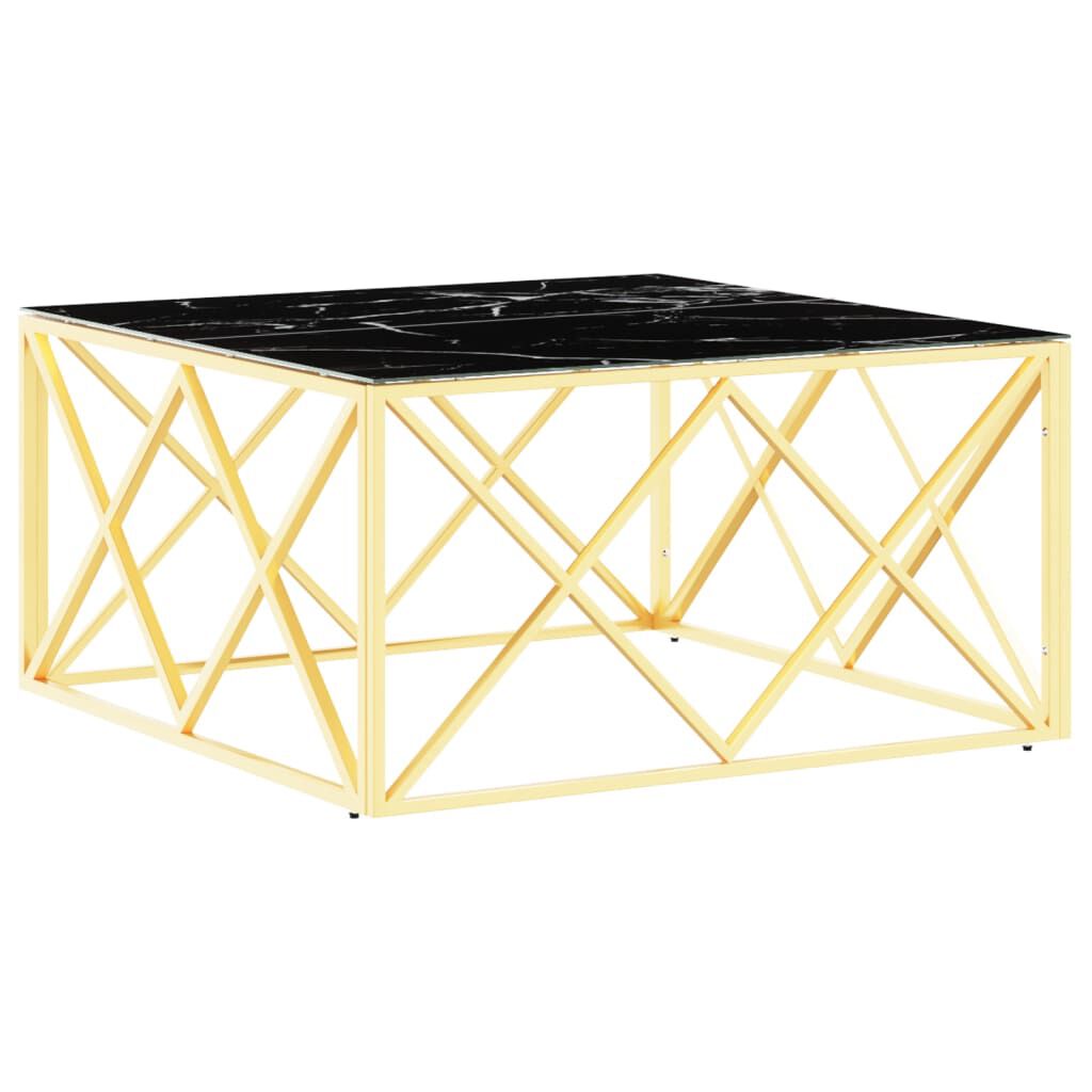 vidaXL Τραπέζι Σαλονιού Χρυσό 80x80x40 εκ. Ανοξείδωτο Ατσάλι και Γυαλί