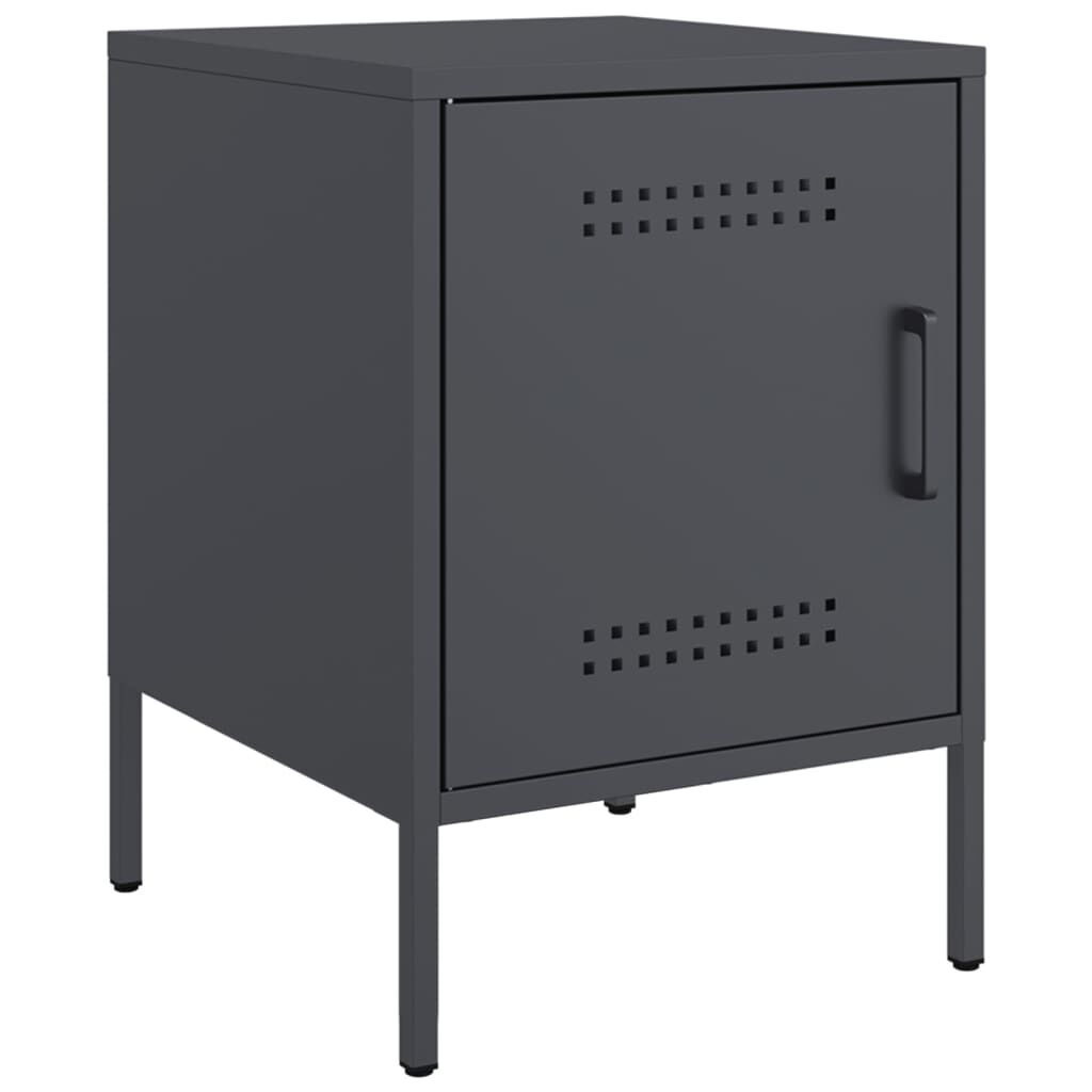 vidaXL Κομοδίνο Ανθρακί 36x39x50,5 εκ. από Χάλυβα