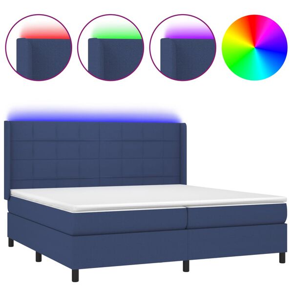 vidaXL &Kappa;&rho;&epsilon;&beta;ά&tau;&iota; Boxspring &mu;&epsilon; &Sigma;&tau;&rho;ώ&mu;&alpha; & LED &Mu;&pi;&lambda;&epsilon; 200x200 &epsilon;&kappa;. &Upsilon;&phi;&alpha;&sigma;&mu;ά&tau;&iota;&nu;&omicron;