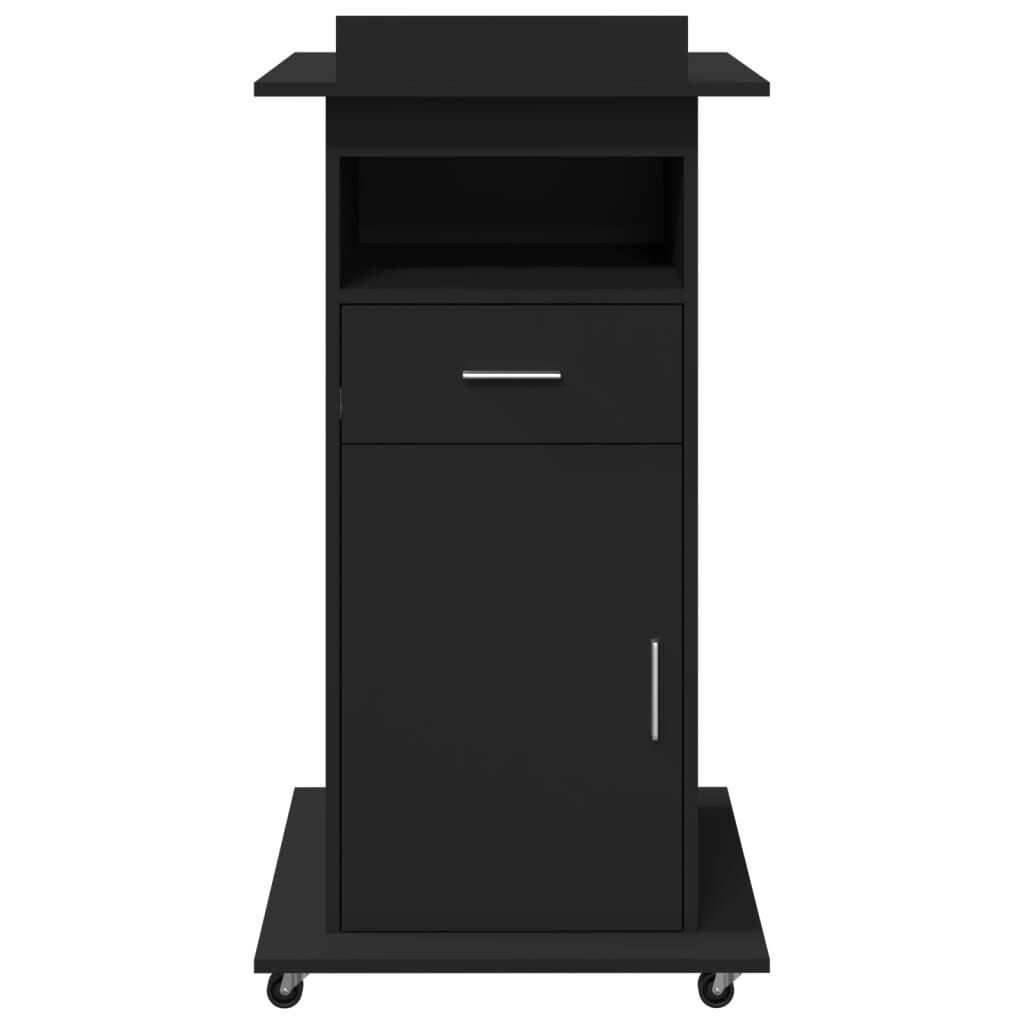 vidaXL Αναλόγιο με Ροδάκια & Συρτάρι Μαύρο 55x55x107 εκ. Επεξ. Ξύλο