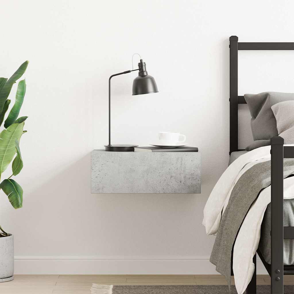 vidaXL Κομοδίνο Κρεμαστό Γκρι Σκυροδέματος 40x30x15 εκ. από Επεξ. Ξύλο