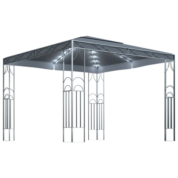 vidaXL Κιόσκι με Φωτάκια LED Ανθρακί 300 x 300 εκ.
