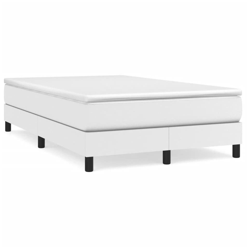 vidaXL Κρεβάτι Boxspring με Στρώμα Λευκό 120x190εκ.από Συνθετικό Δέρμα