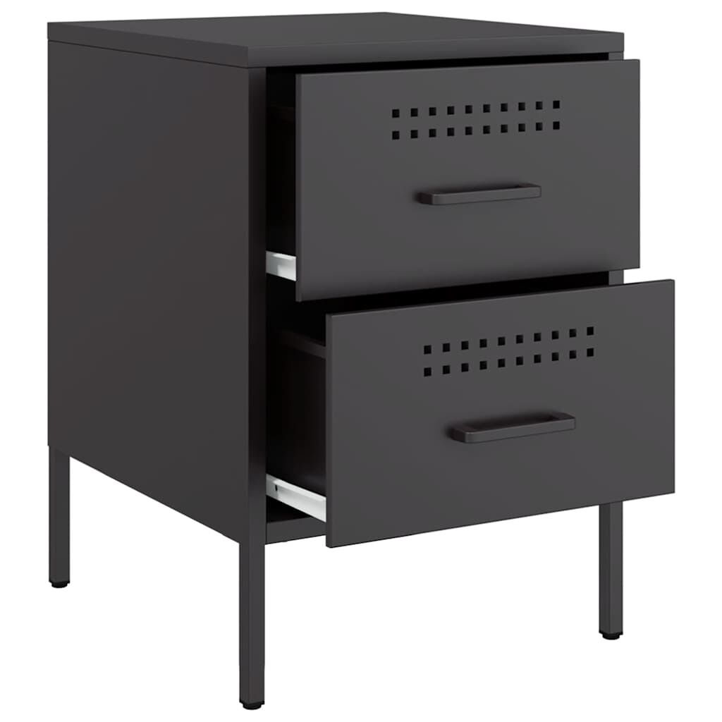 vidaXL Κομοδίνο Μαύρο 36x39x50,5 εκ. από Χάλυβα