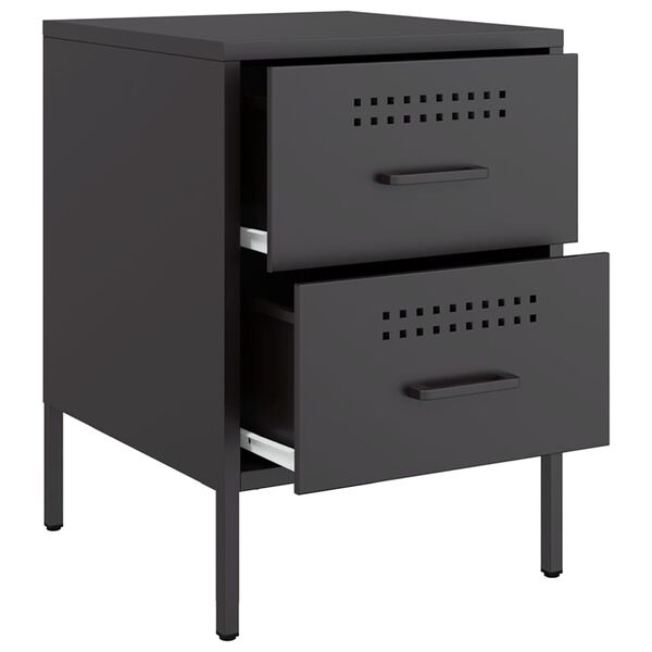 vidaXL Κομοδίνο Μαύρο 36x39x50,5 εκ. από Χάλυβα