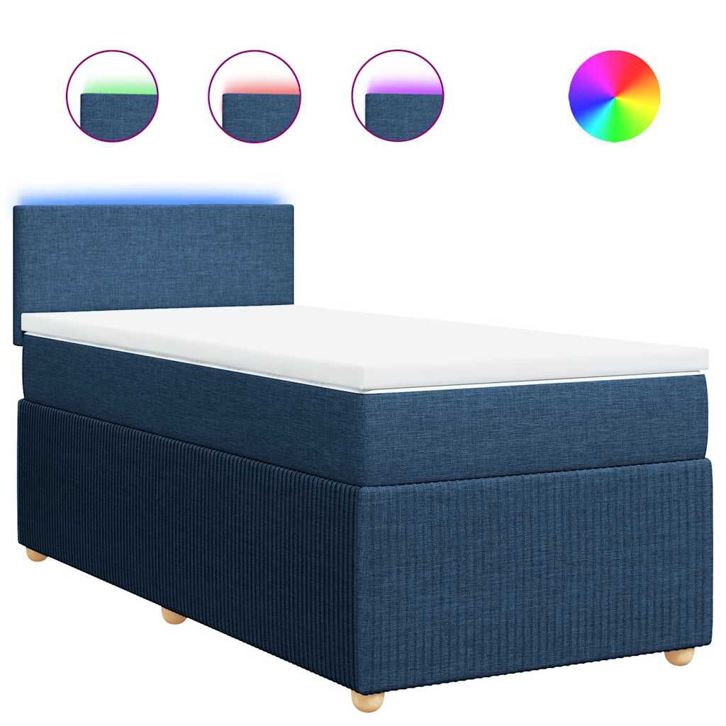 vidaXL Κρεβάτι Boxspring με Στρώμα Μπλε 80x200 εκ. Υφασμάτινο