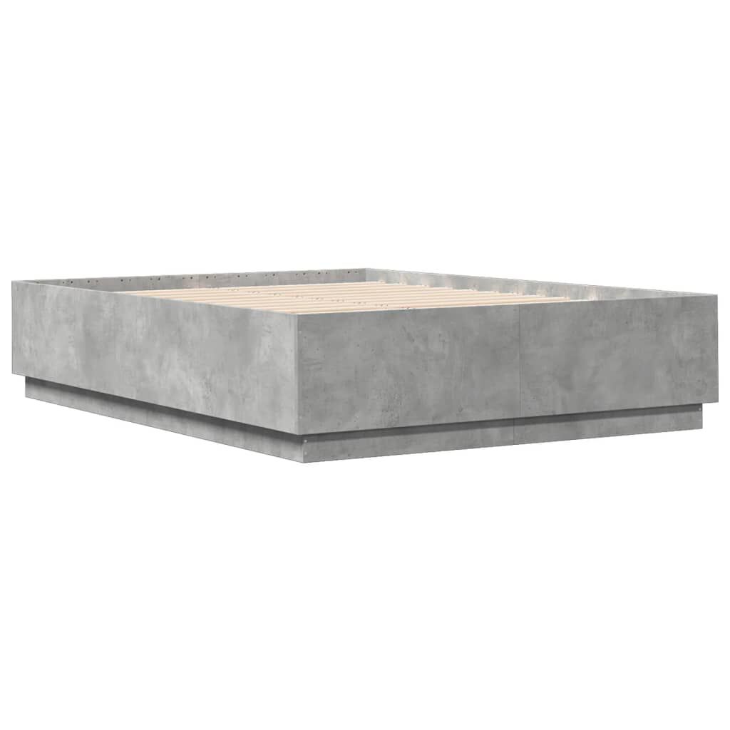 vidaXL Πλαίσιο Κρεβατιού με LED Γκρι Σκυρ. 160x200 εκ. Επεξ. Ξύλο