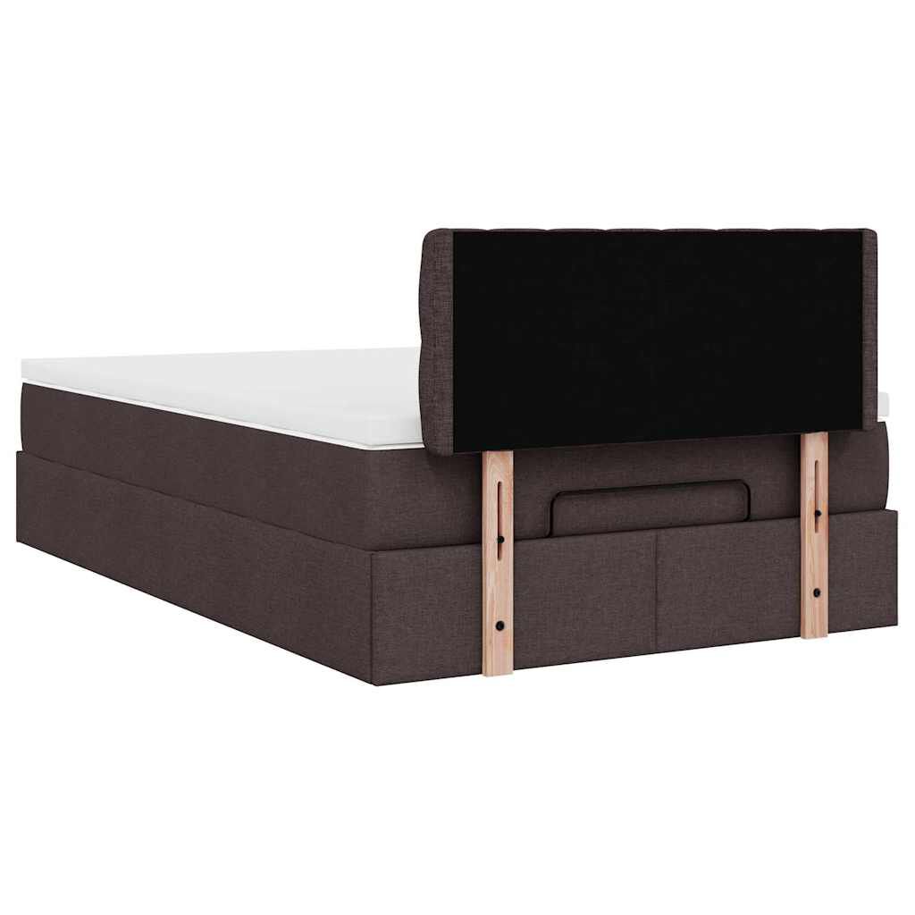 vidaXL Ottoman Κρεβάτι με Στρώμα Σκούρο Καφέ 120x200cm Ύφασμα